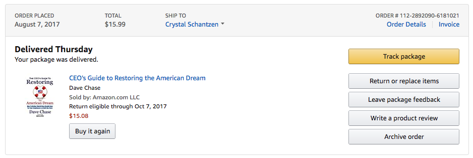 Amazon Order Page